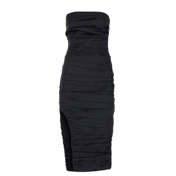 ZEYNEP ARCAY Strapless Ruched Midi Dress In Black New With Tags Size US 8 - Picture 1 of 9